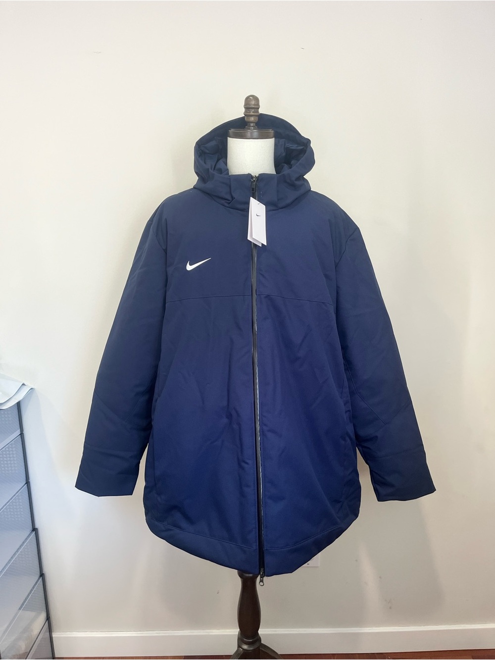 NWT Nike Team 550 Down Hooded Parka Coat Navy Men’s Large